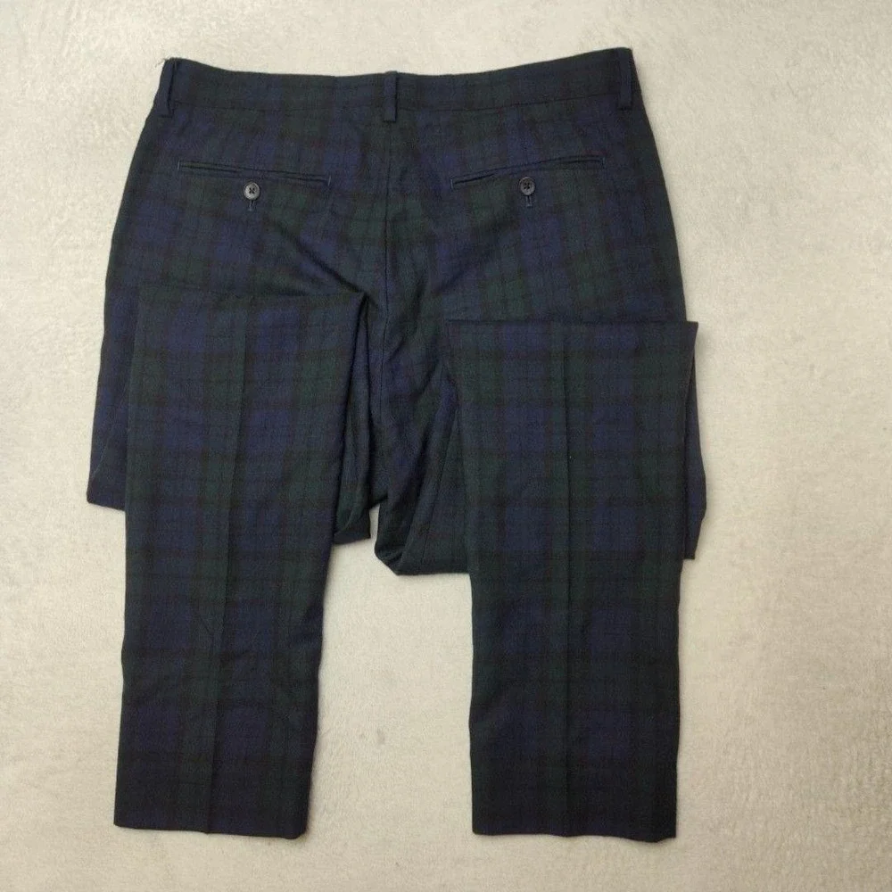 Banana Republic Pants Mens 33x34 Green Blackwatch Plaid Tweed Wool Tapered Dress